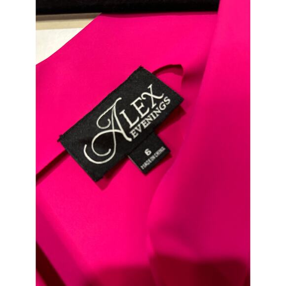 Alex Evenings Side Ruched Cocktail Dress Fuschia Sz. 6 NWT Embellished Faux Wrap - Picture 7 of 12